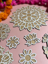 Load image into Gallery viewer, Resuable Rangoli Template Mat with Base. MDF Rangoli