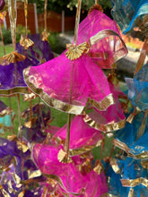 Load image into Gallery viewer, Skirt Garlands Strings of Net Fabric Colorful Tassel with Gota Flower Indian Decoration Garden Backdrops Housewarming Flower Strings Party Decoration