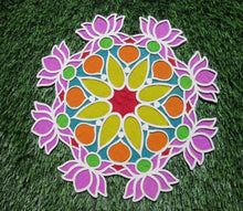 Load image into Gallery viewer, Resuable Rangoli Template Mat with Base. MDF Rangoli
