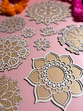 Load image into Gallery viewer, Resuable Rangoli Template Mat with Base. MDF Rangoli