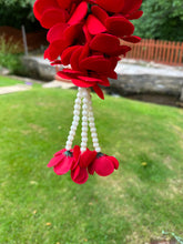 Load image into Gallery viewer, Faux red velvet rose and white flower lei garland mala haar milni hajj umrah wedding party bride groom haar