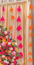 Load image into Gallery viewer, Net Skirt Garland with Gota Phool Flower Hanging Garland for Indian Pakistani Wedding Diwali Mendhi night Decor