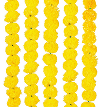 Load image into Gallery viewer, 5 Artificial Marigold Flower Garlands for Parties, Indian Weddings, Indian Theme Decorations Diwali, Indian Festival