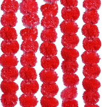 Load image into Gallery viewer, 5 Artificial Marigold Flower Garlands for Parties, Indian Weddings, Indian Theme Decorations Diwali, Indian Festival