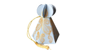 Paisley Print Prism Favour Box with Gold Twine 10pk