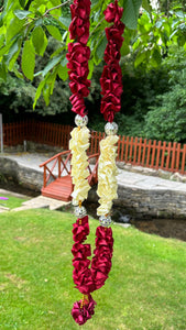 Ribbon Haar Garland with mirrored disco ball embellishments Celebration Lei wedding, Umrah, Hajj Engagement