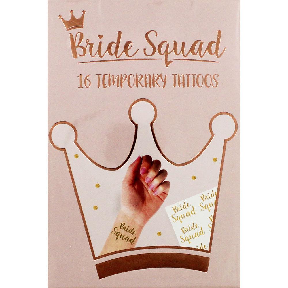 Rose Gold Bride Tribe Temporary Tattoos 12 Pack | Bridal Accessories