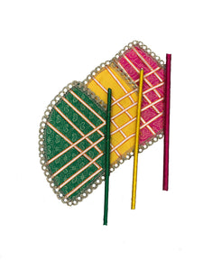 Indian / Pakistani  decorated Pakhi Handheld Fan wedding favour for Mendhi pre wedding party