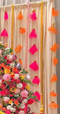 Net Skirt Garland with Gota Phool Flower Hanging Garland for Indian Pakistani Wedding Diwali Mendhi night Decor