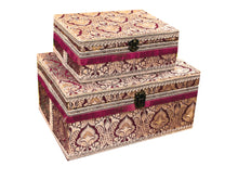 Load image into Gallery viewer, Large and Extra Large Maroon Brocade  Trousseau box