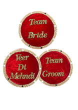 Load image into Gallery viewer, Velvet embellished Team Bride Team Groom Veer Di Mendhi Sign Board
