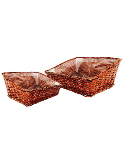 Sloping Wicker Hamper Basket - set of 2