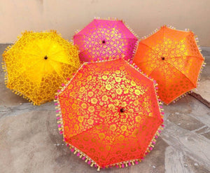 Brocade print umbrella parasol Indian wedding festival decor
