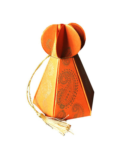 Paisley Print Prism Favour Box with Gold Twine 10pk