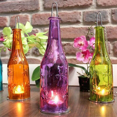 Coloured Glass Bottle Lantern